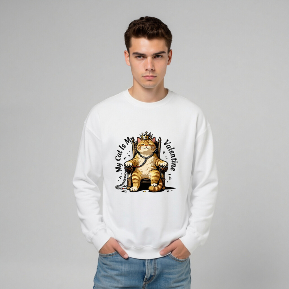 My Cat Is My Valentine | King Cat Sweatshirt - Unisex Crew Neck - Image 10