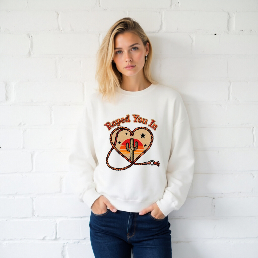 Roped You In Cactus Heart Sweatshirt | Unisex Crew Neck - Image 2