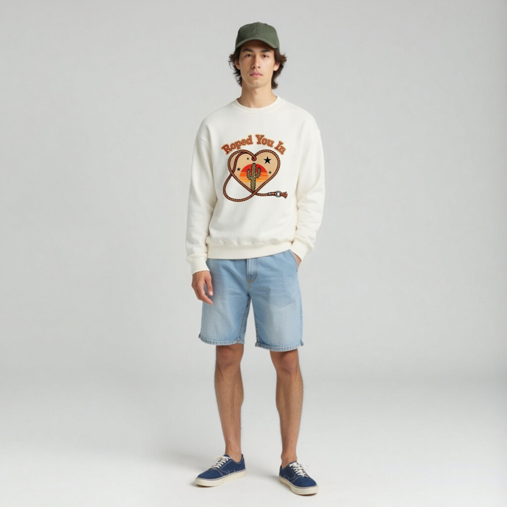 Roped You In Cactus Heart Sweatshirt | Unisex Crew Neck - Image 3