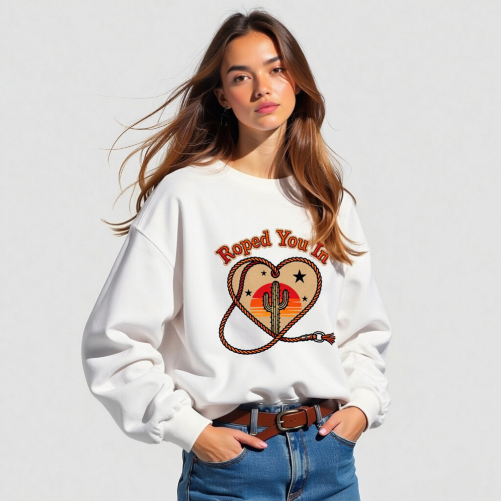 Roped You In Cactus Heart Sweatshirt | Unisex Crew Neck - Image 5