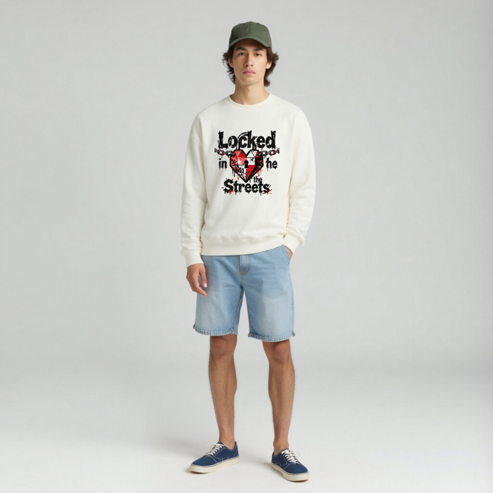 Unisex Crew Neck Sweatshirt | Locked in the Streets Heart Design - Image 3
