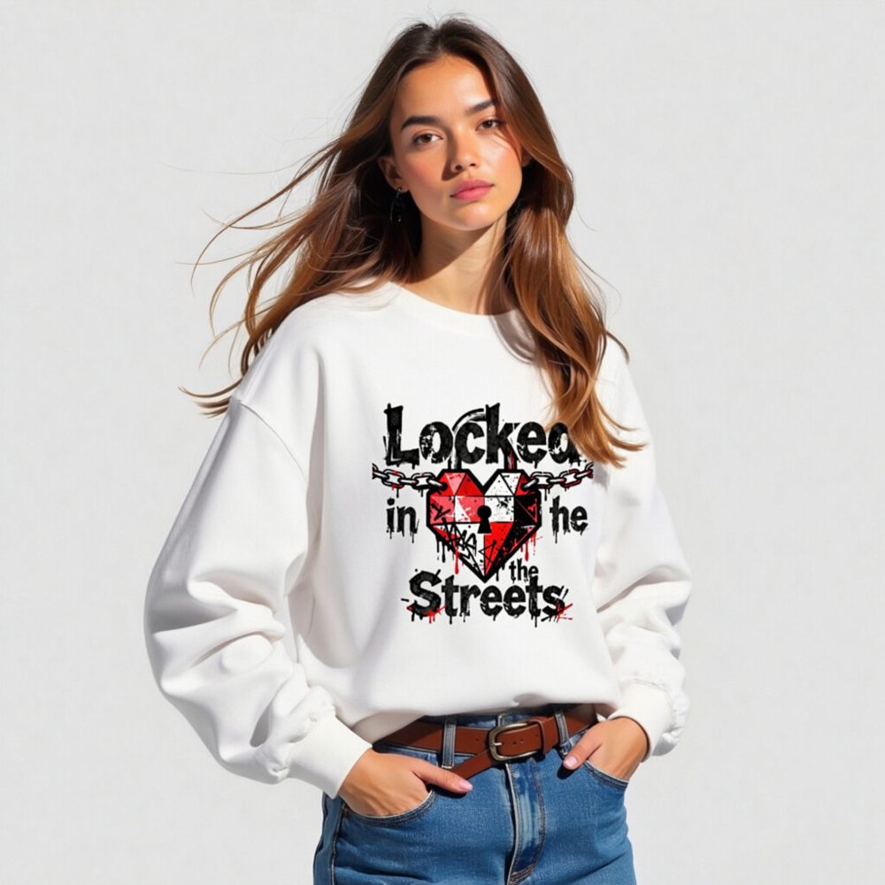 Unisex Crew Neck Sweatshirt | Locked in the Streets Heart Design - Image 5