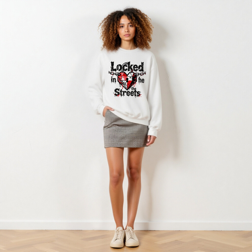 Unisex Crew Neck Sweatshirt | Locked in the Streets Heart Design - Image 6