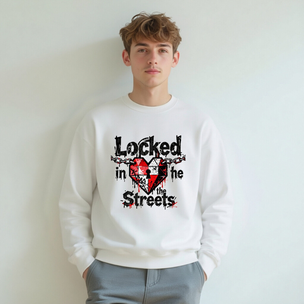 Unisex Crew Neck Sweatshirt | Locked in the Streets Heart Design - Image 7