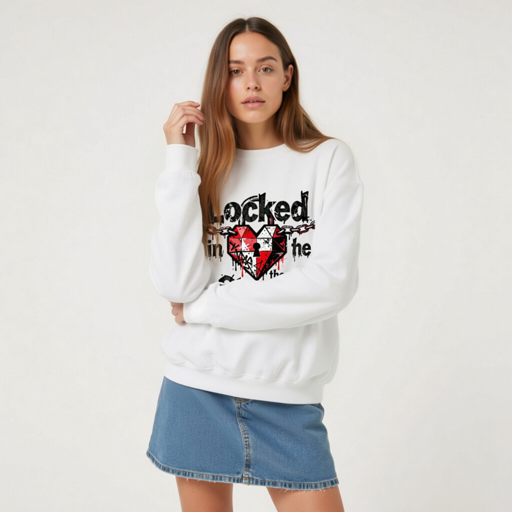 Unisex Crew Neck Sweatshirt | Locked in the Streets Heart Design - Image 8
