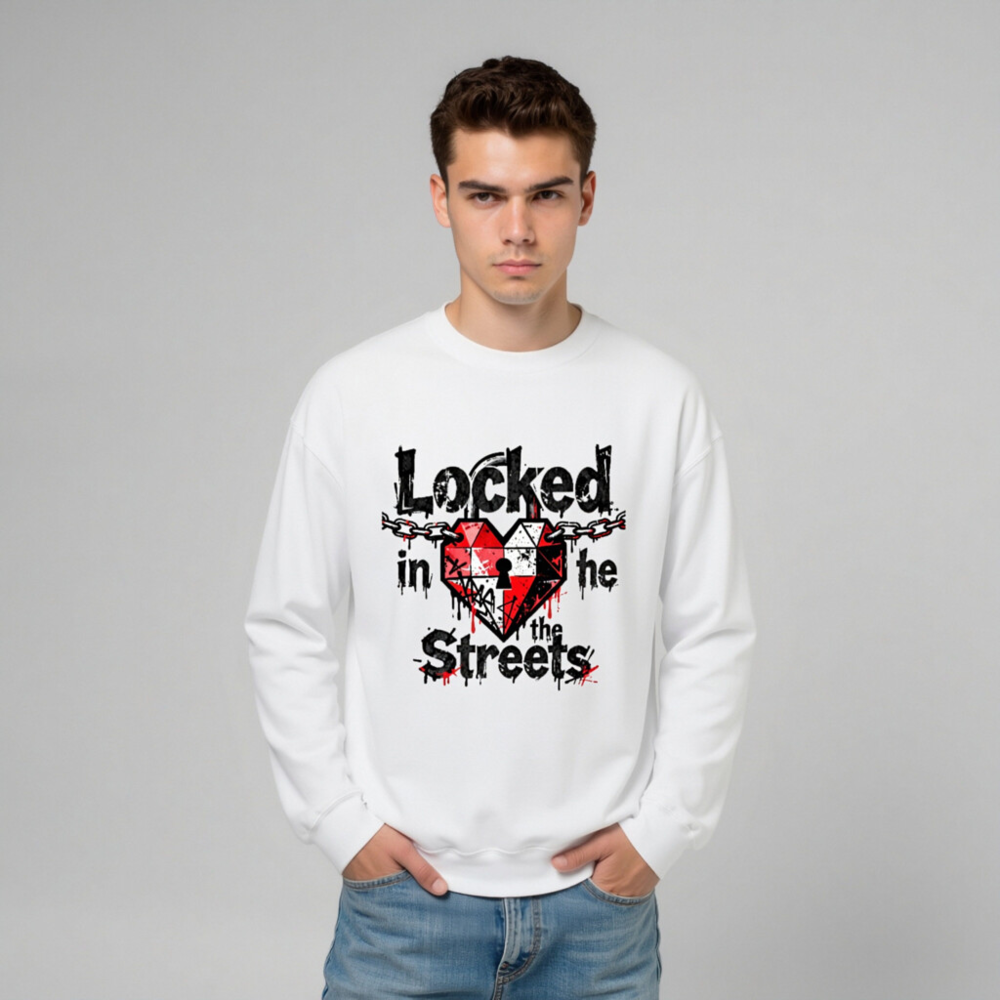 Unisex Crew Neck Sweatshirt | Locked in the Streets Heart Design - Image 10