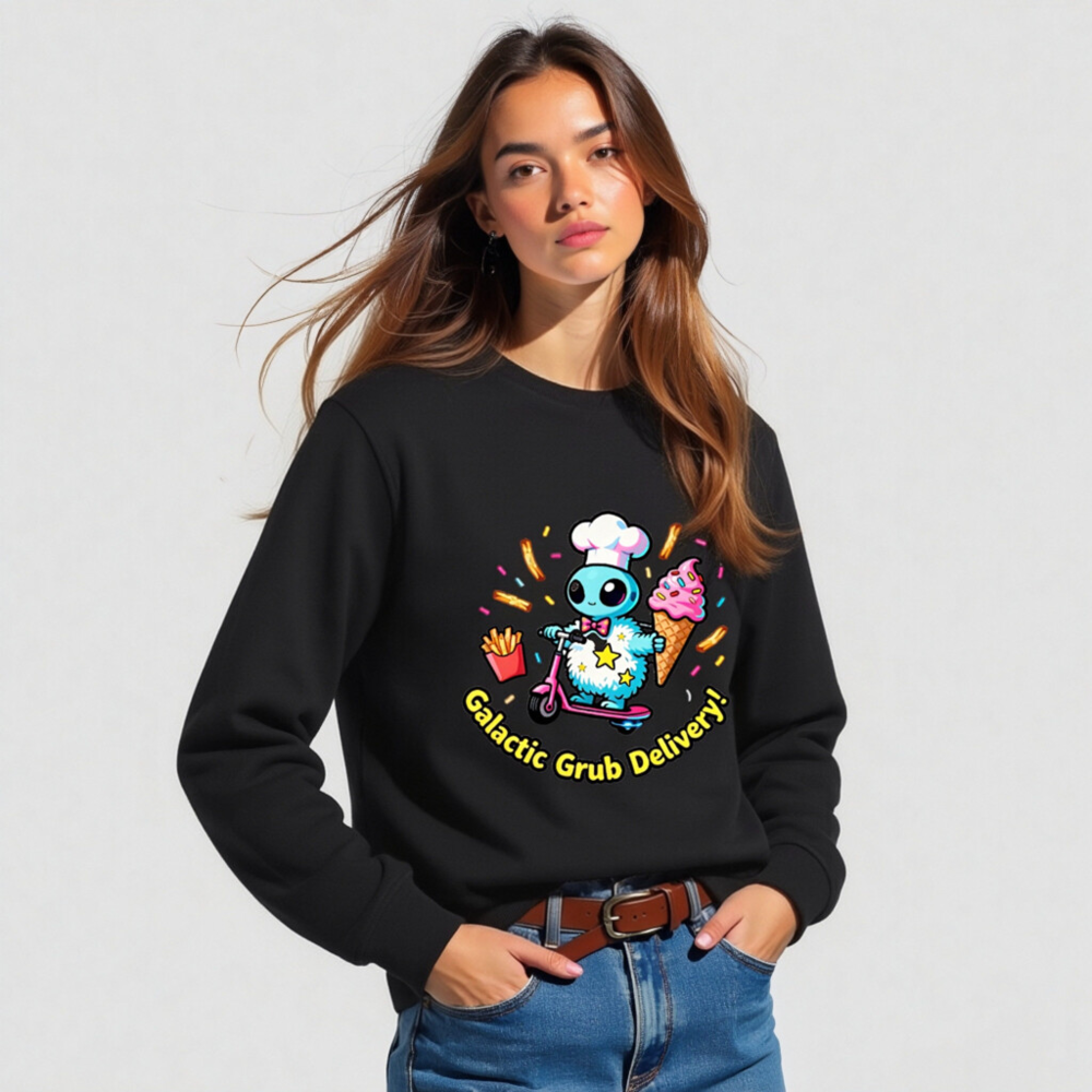 Unisex Organic Sweatshirt | Galactic Grub Delivery! - Eco-Friendly, Soft & Sustainable - Image 2