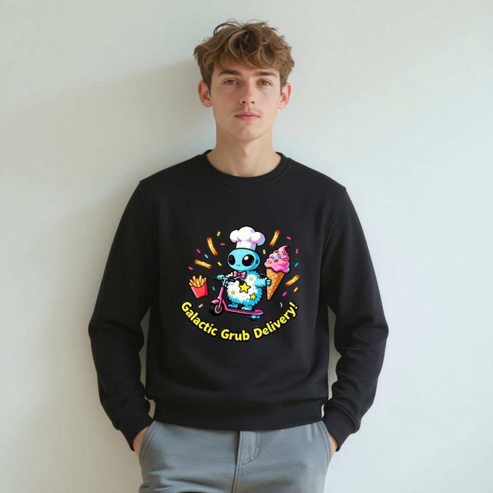 Unisex Organic Sweatshirt | Galactic Grub Delivery! - Eco-Friendly, Soft & Sustainable - Image 4