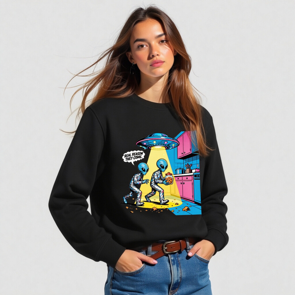 Unisex Organic Sweatshirt | Alien Cookie Heist Graphic - Eco-Friendly & Fun - Image 2
