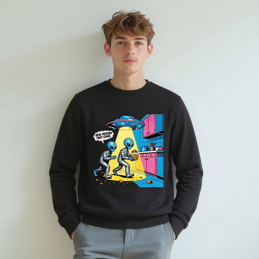 Unisex Organic Sweatshirt | Alien Cookie Heist Graphic - Eco-Friendly & Fun - Image 4