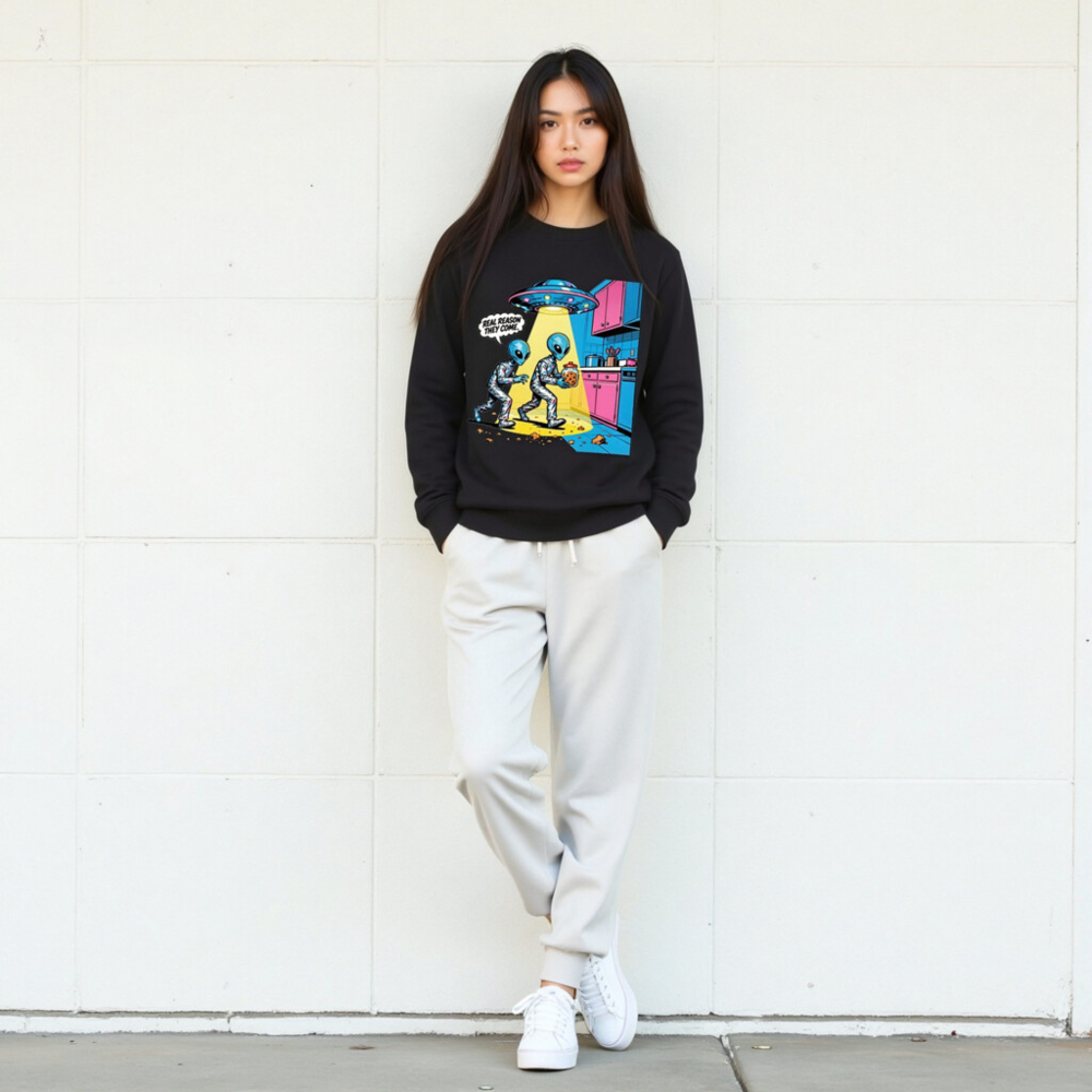 Unisex Organic Sweatshirt | Alien Cookie Heist Graphic - Eco-Friendly & Fun - Image 5