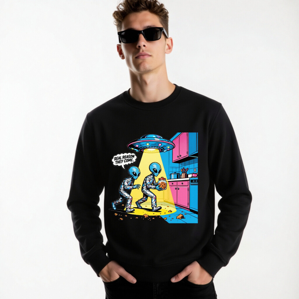 Unisex Organic Sweatshirt | Alien Cookie Heist Graphic - Eco-Friendly & Fun - Image 6