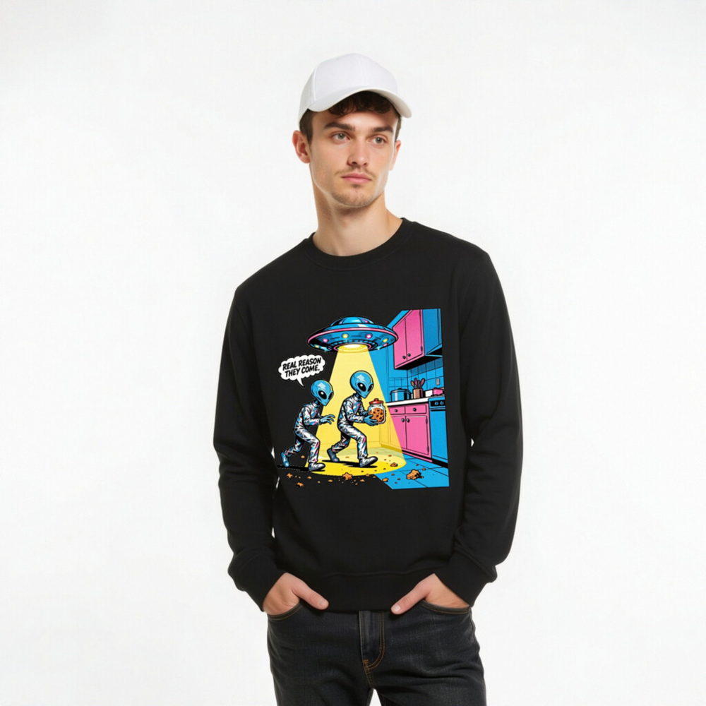 Unisex Organic Sweatshirt | Alien Cookie Heist Graphic - Eco-Friendly & Fun - Image 9