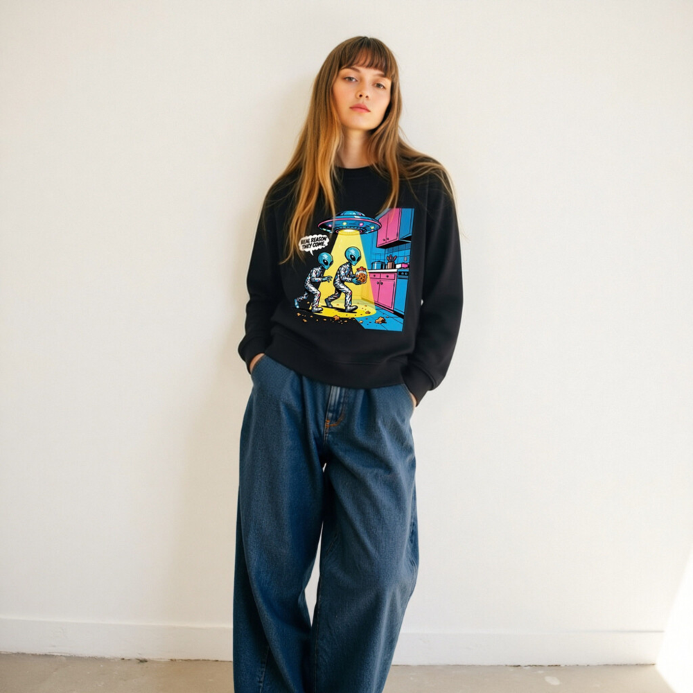 Unisex Organic Sweatshirt | Alien Cookie Heist Graphic - Eco-Friendly & Fun - Image 10