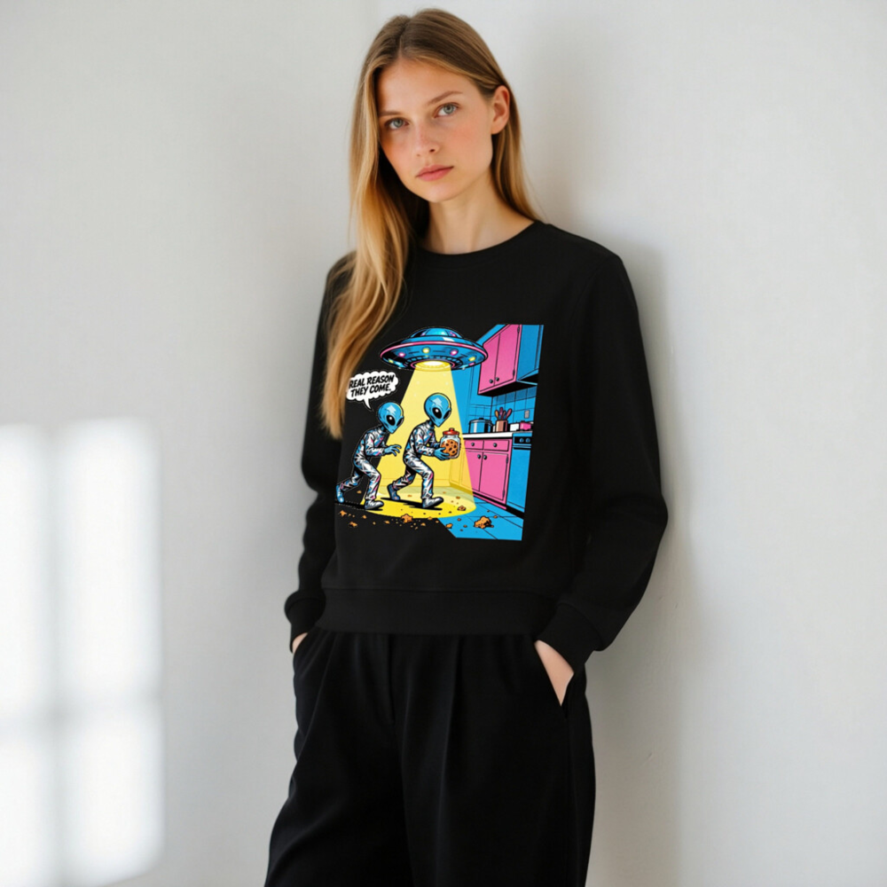 Unisex Organic Sweatshirt | Alien Cookie Heist Graphic - Eco-Friendly & Fun - Image 11