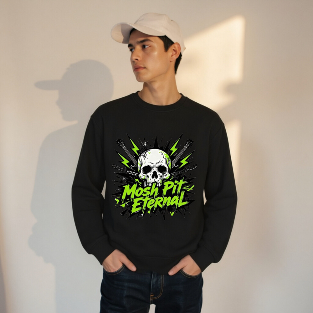 Unisex Organic Sweatshirt | Mosh Pit Eternal Skull Graphic - Image 8