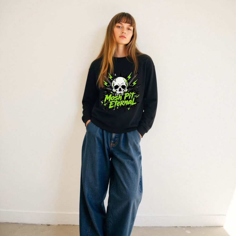Unisex Organic Sweatshirt | Mosh Pit Eternal Skull Graphic - Image 10