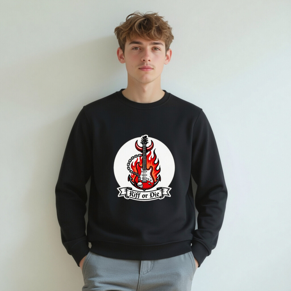 Unisex Organic Sweatshirt | Riff or Die Guitar Flame Design - Image 4