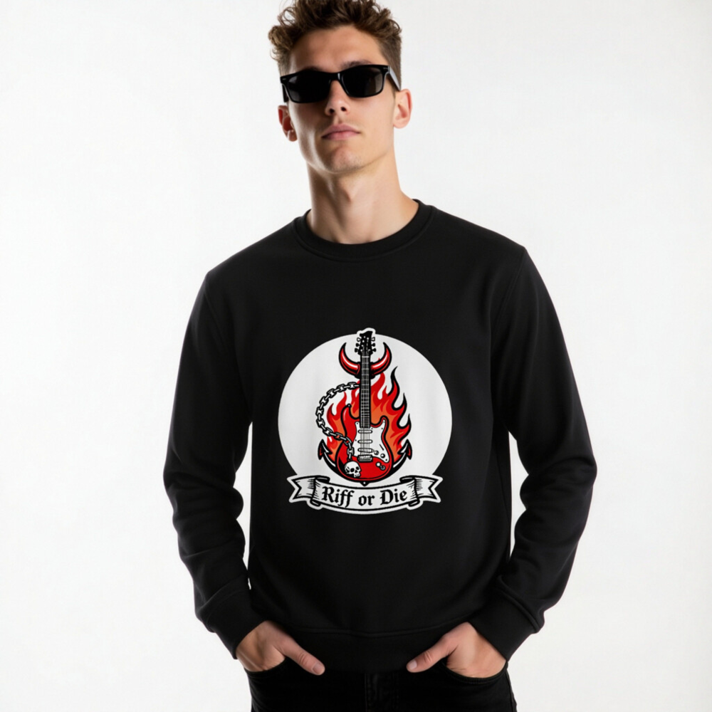 Unisex Organic Sweatshirt | Riff or Die Guitar Flame Design - Image 6