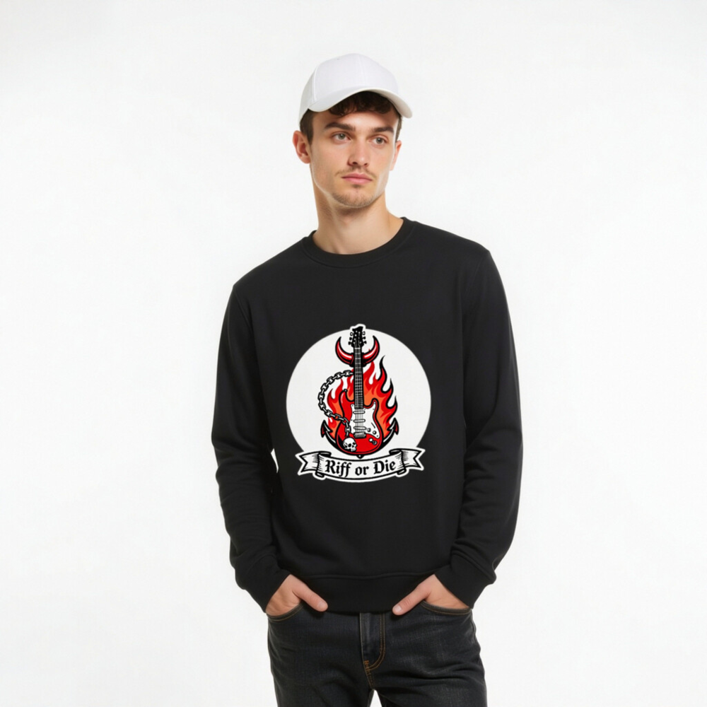Unisex Organic Sweatshirt | Riff or Die Guitar Flame Design - Image 9
