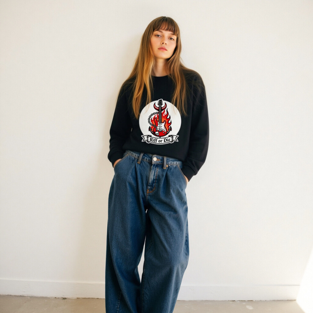 Unisex Organic Sweatshirt | Riff or Die Guitar Flame Design - Image 10