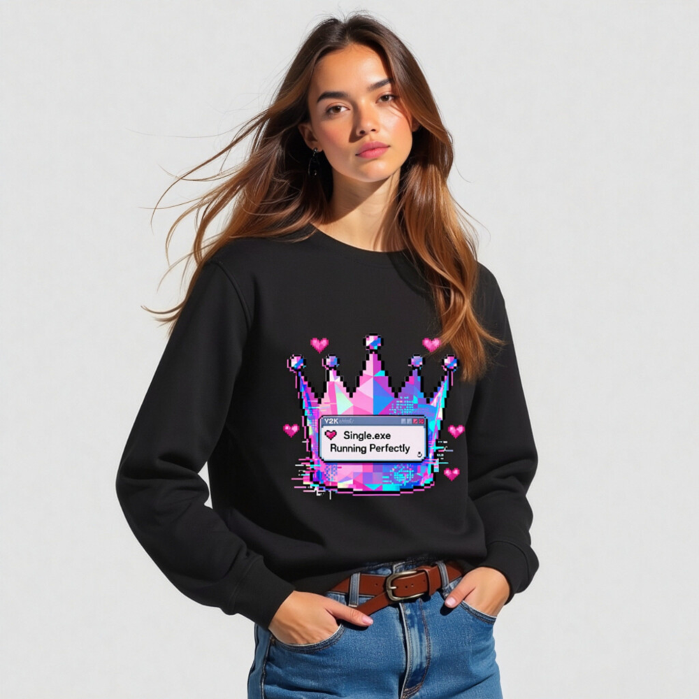 Unisex Organic Sweatshirt | Pixel Crown & Single.exe Pop-up Design - Eco-Friendly, Comfortable - Image 2