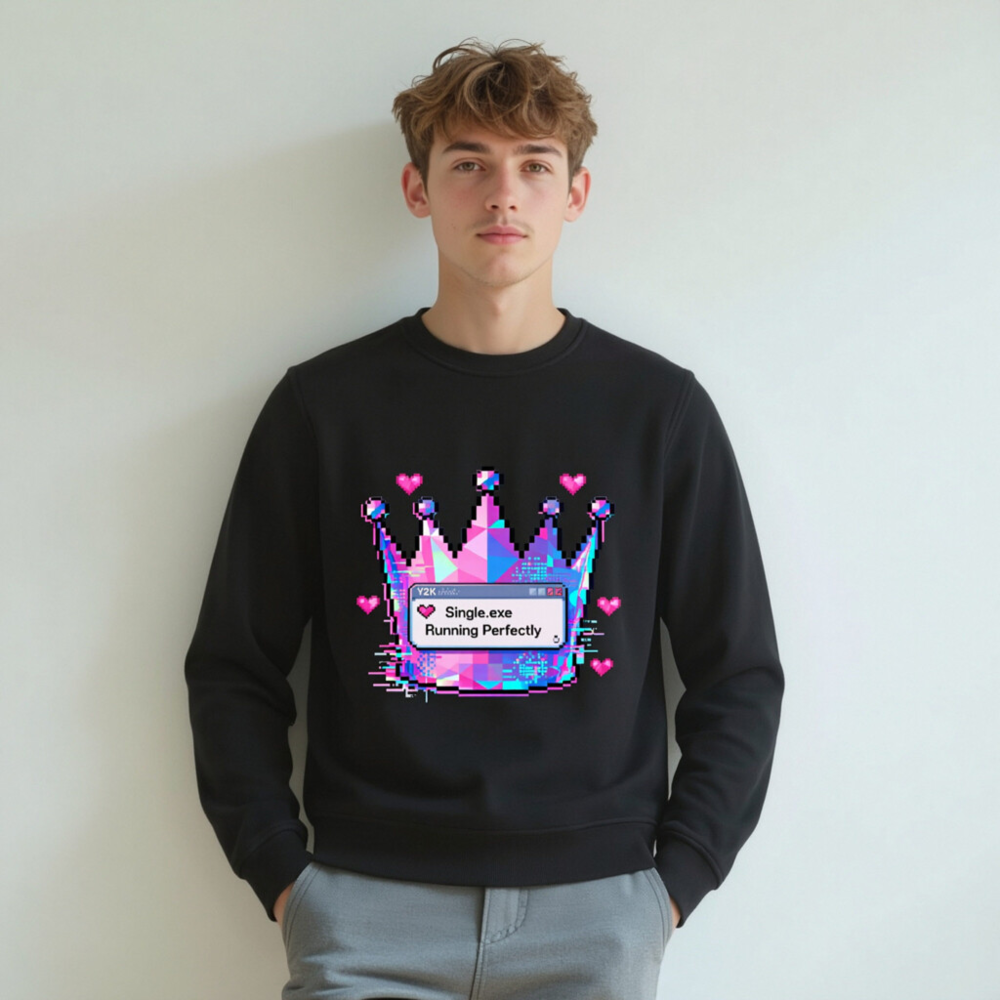 Unisex Organic Sweatshirt | Pixel Crown & Single.exe Pop-up Design - Eco-Friendly, Comfortable - Image 4