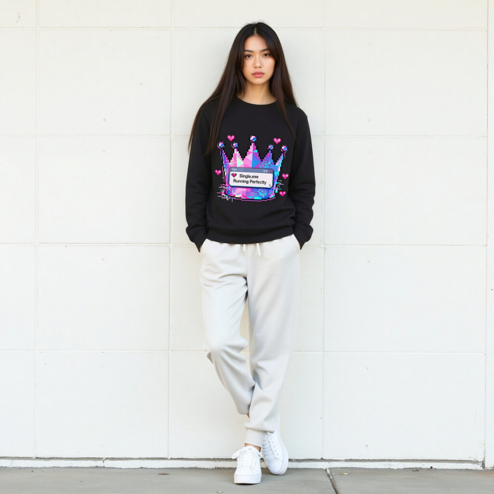 Unisex Organic Sweatshirt | Pixel Crown & Single.exe Pop-up Design - Eco-Friendly, Comfortable - Image 5