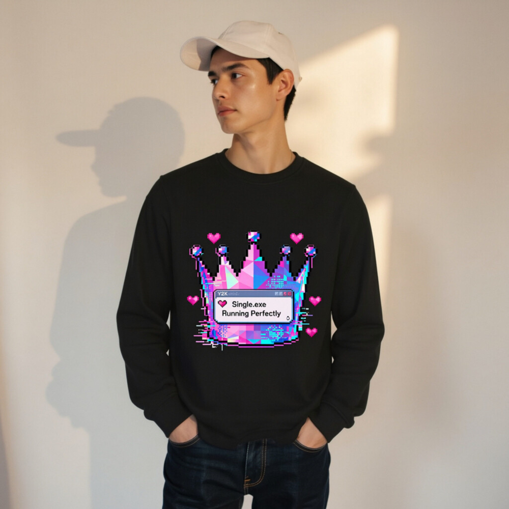 Unisex Organic Sweatshirt | Pixel Crown & Single.exe Pop-up Design - Eco-Friendly, Comfortable - Image 8
