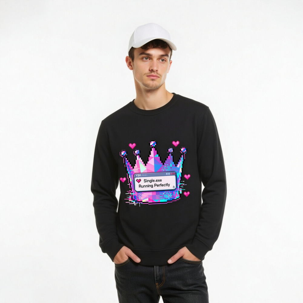 Unisex Organic Sweatshirt | Pixel Crown & Single.exe Pop-up Design - Eco-Friendly, Comfortable - Image 9
