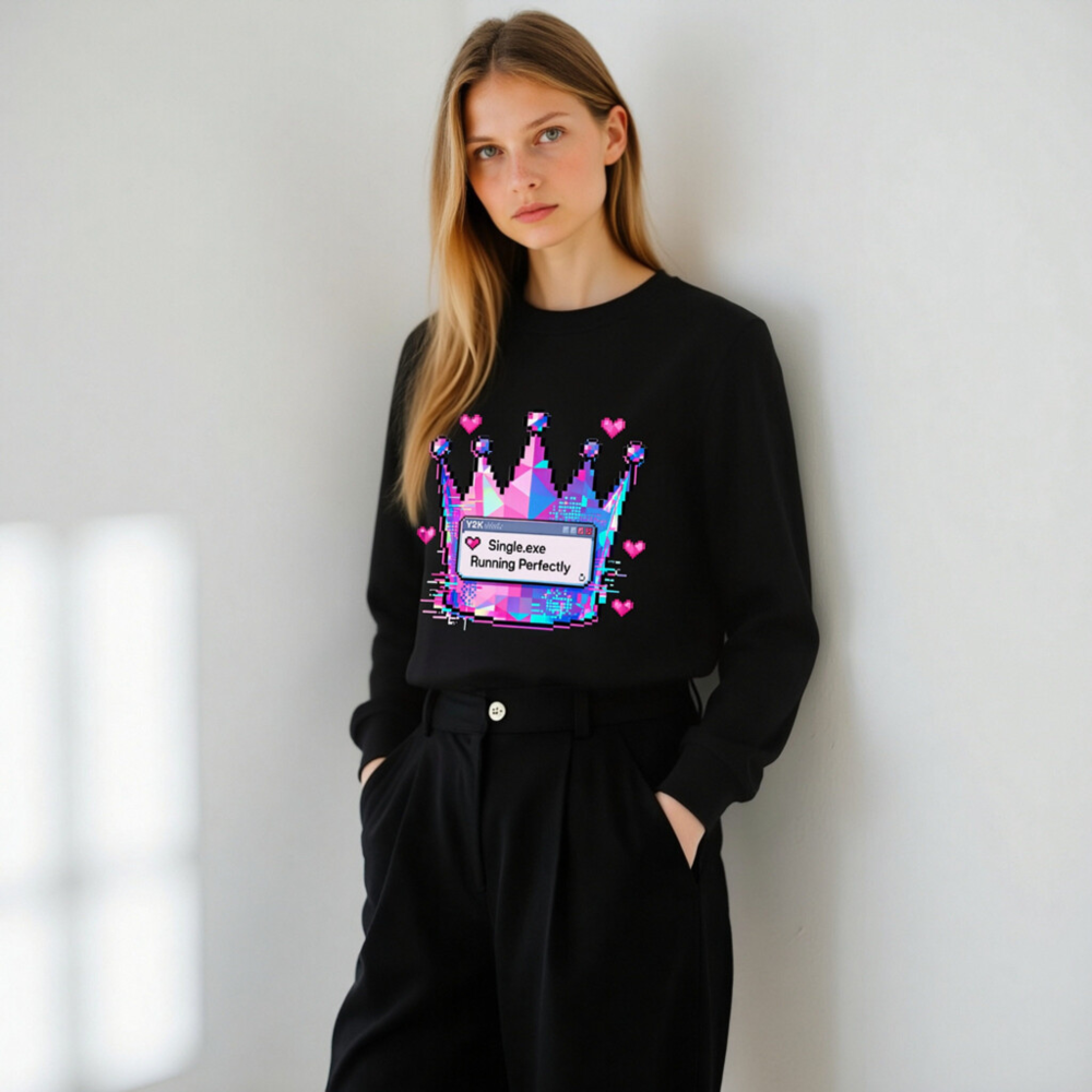 Unisex Organic Sweatshirt | Pixel Crown & Single.exe Pop-up Design - Eco-Friendly, Comfortable - Image 11