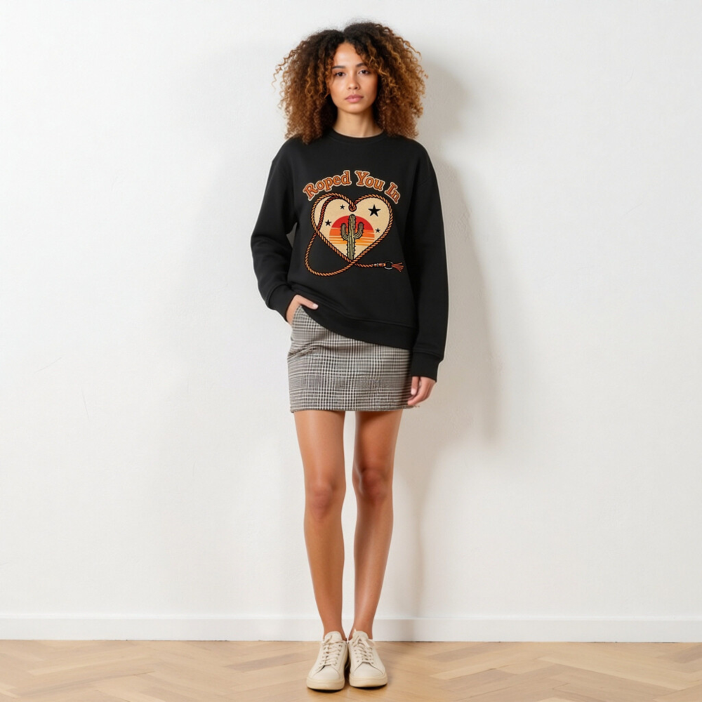 Unisex Organic Sweatshirt | Roped You In Cactus Heart Design - Image 3