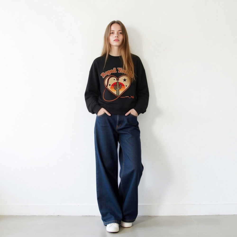 Unisex Organic Sweatshirt | Roped You In Cactus Heart Design - Image 7