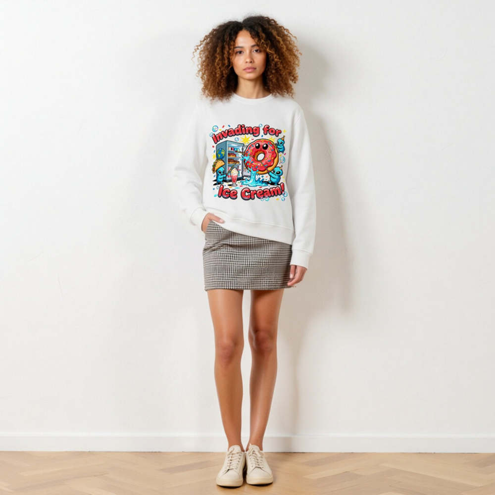 Unisex Organic Sweatshirt | Invading for Ice Cream Donut Design - Image 6