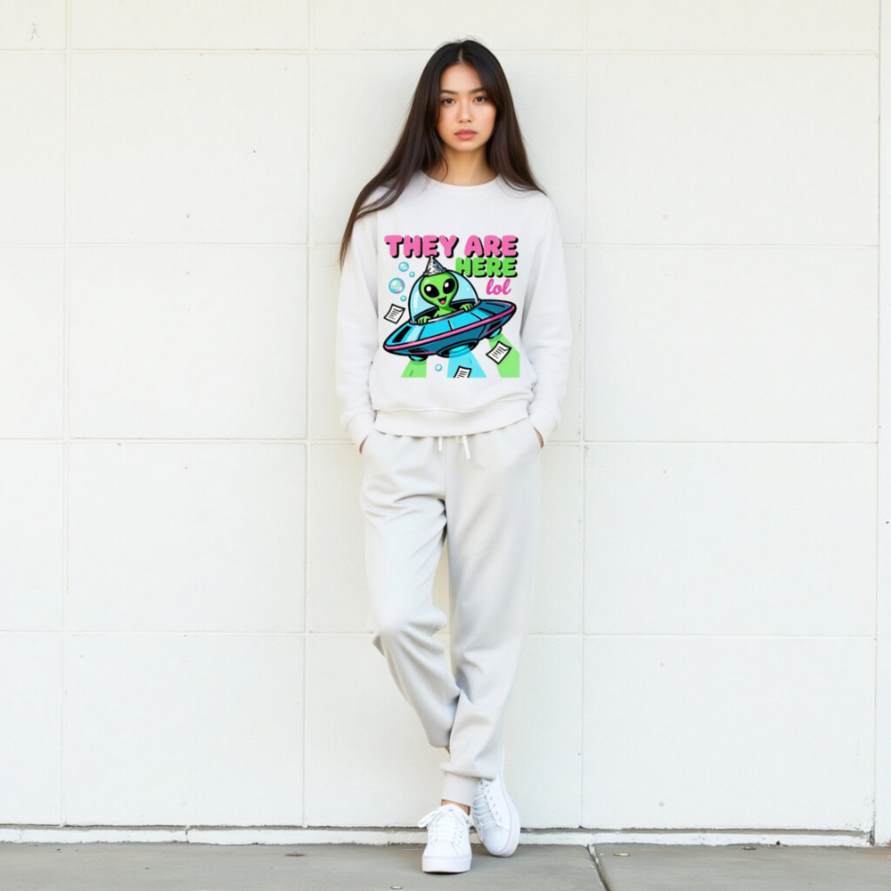 Unisex Organic Sweatshirt - Alien UFO Party Design, Eco-Friendly & Comfortable - Image 8