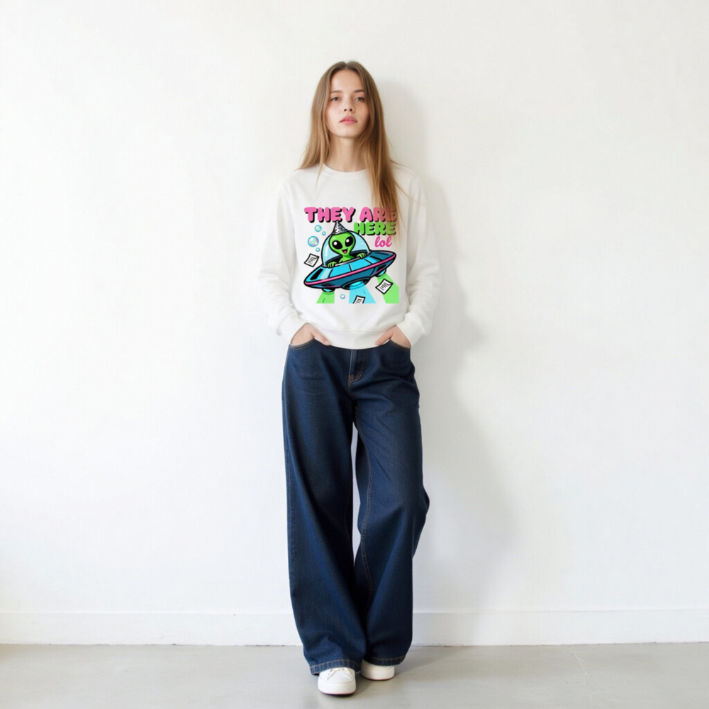 Unisex Organic Sweatshirt - Alien UFO Party Design, Eco-Friendly & Comfortable - Image 10