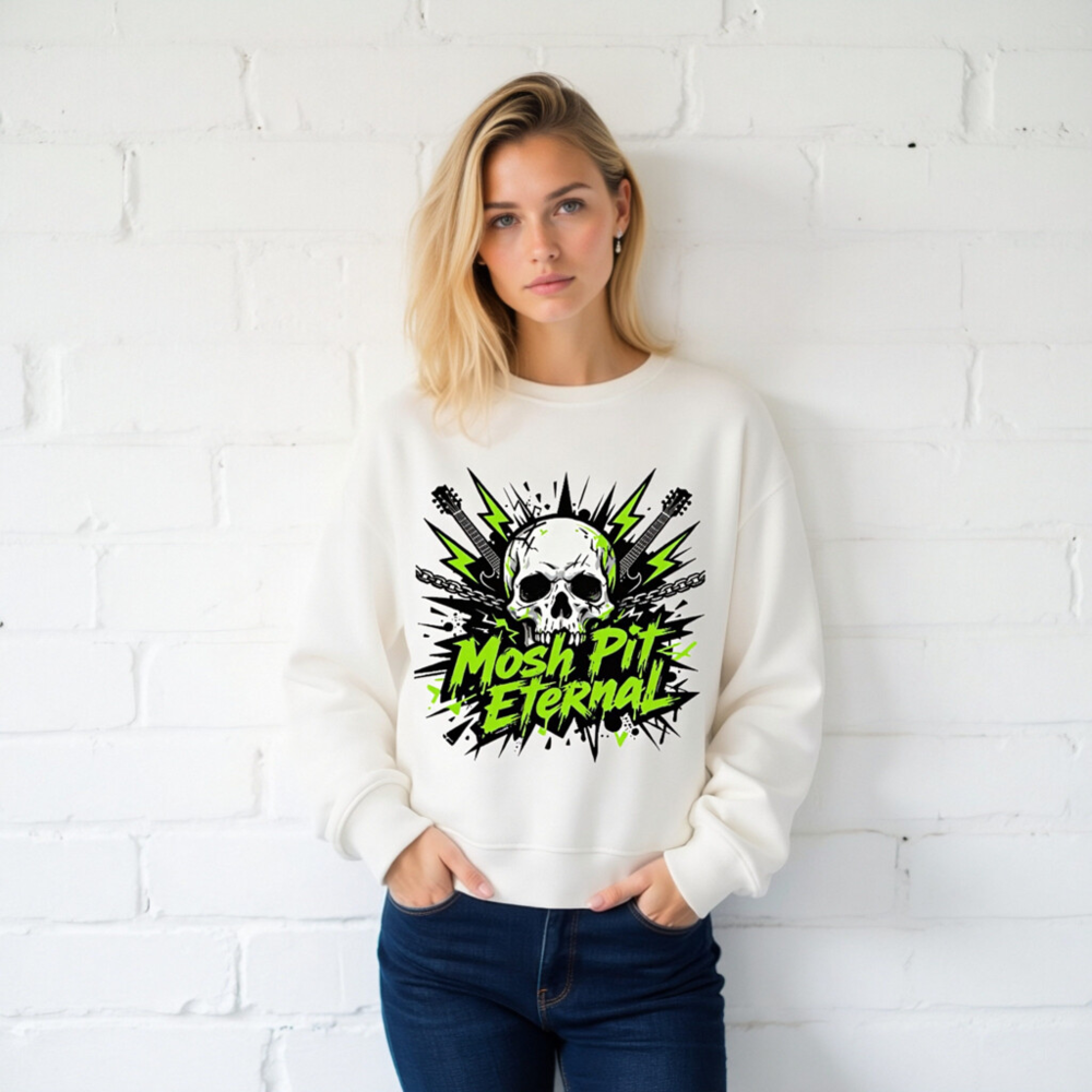 Unisex Organic Sweatshirt | Mosh Pit Eternal Skull Guitar Design - Image 2