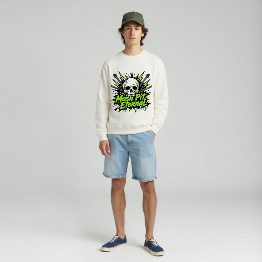 Unisex Organic Sweatshirt | Mosh Pit Eternal Skull Guitar Design - Image 3