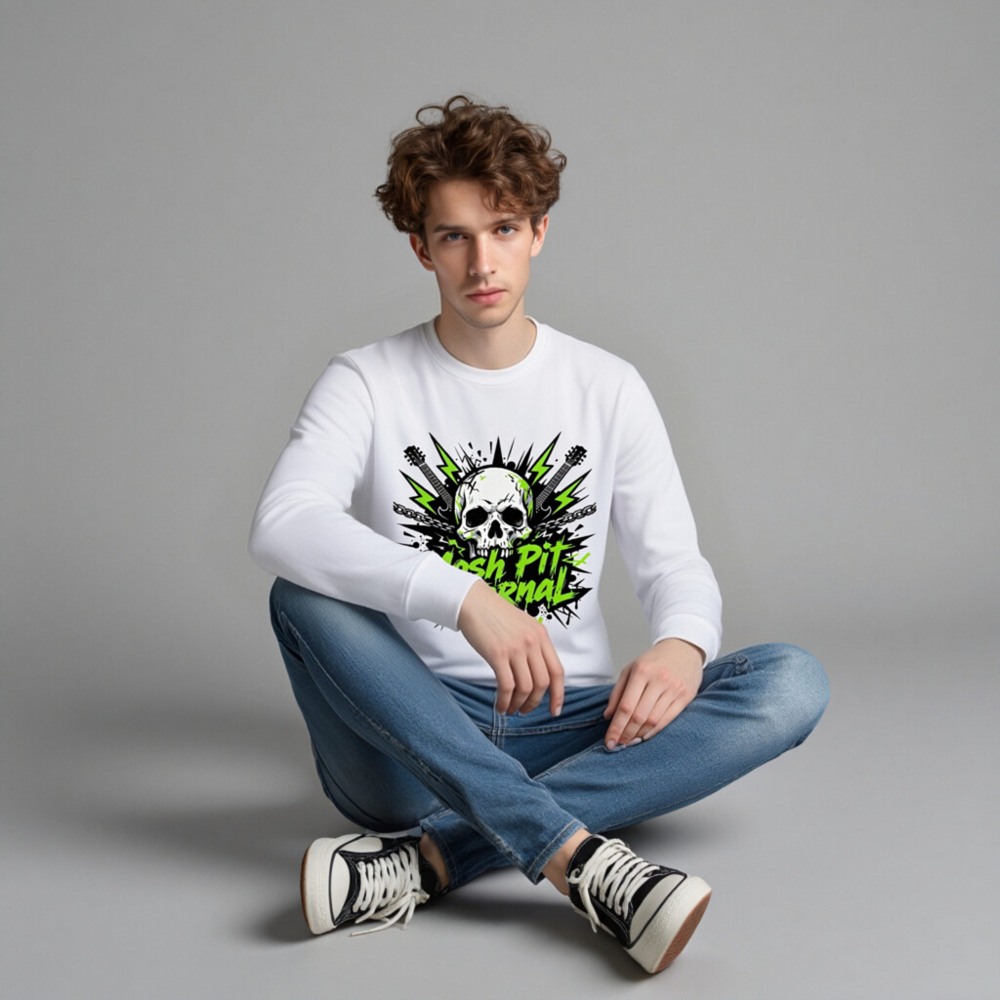 Unisex Organic Sweatshirt | Mosh Pit Eternal Skull Guitar Design - Image 4