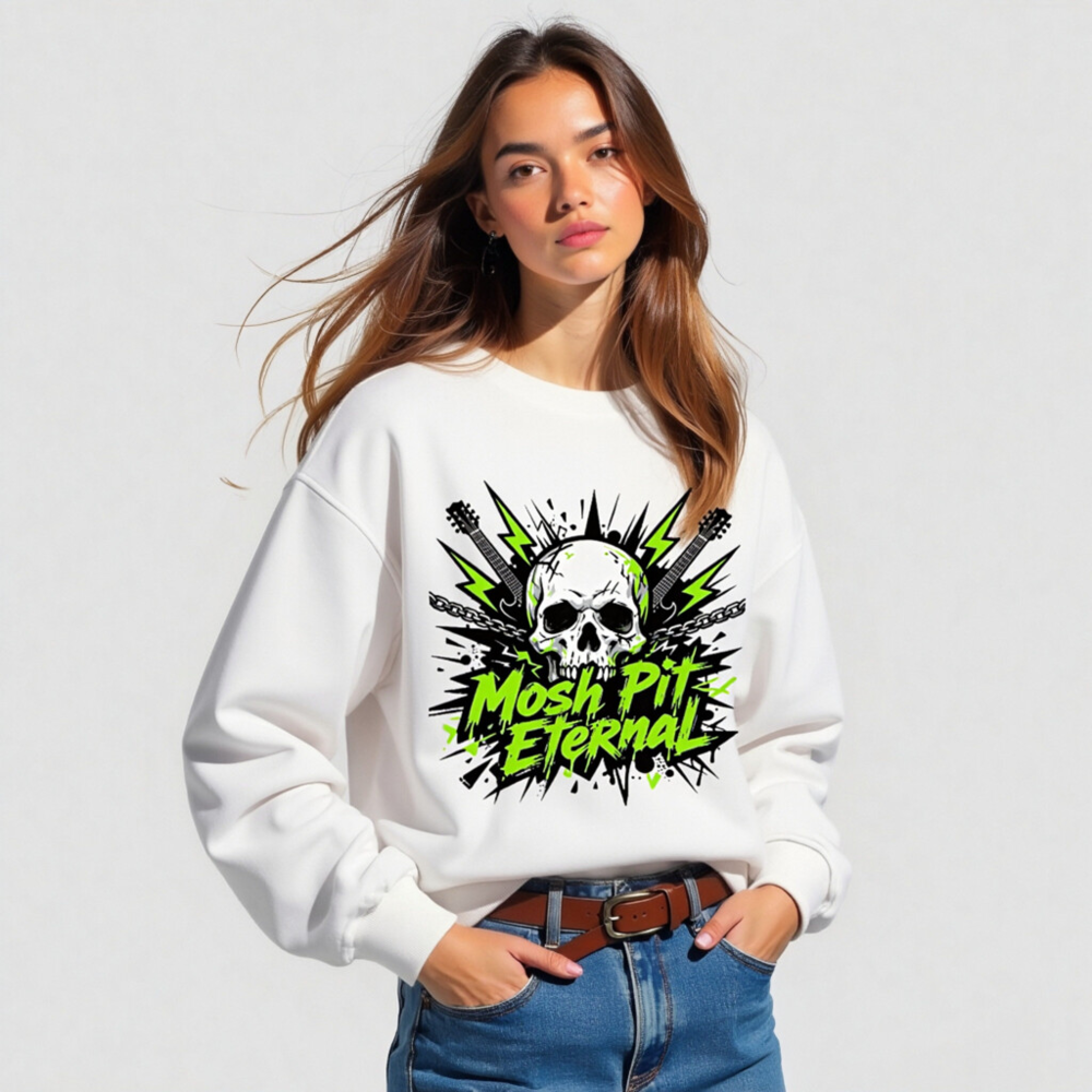 Unisex Organic Sweatshirt | Mosh Pit Eternal Skull Guitar Design - Image 5