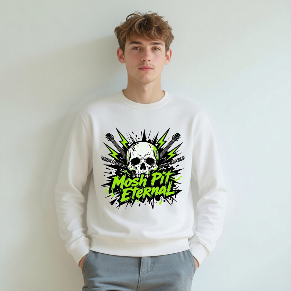 Unisex Organic Sweatshirt | Mosh Pit Eternal Skull Guitar Design - Image 7