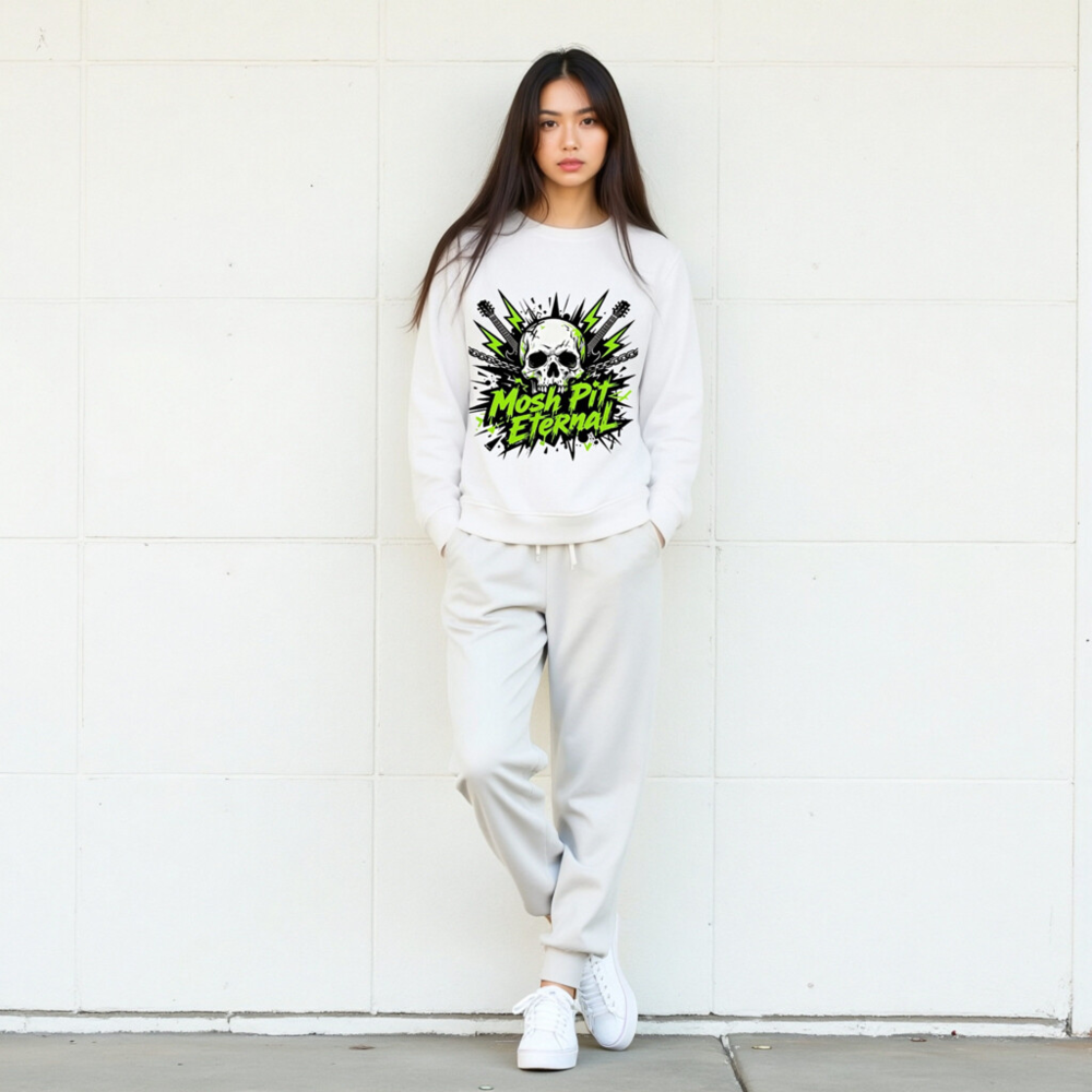 Unisex Organic Sweatshirt | Mosh Pit Eternal Skull Guitar Design - Image 8
