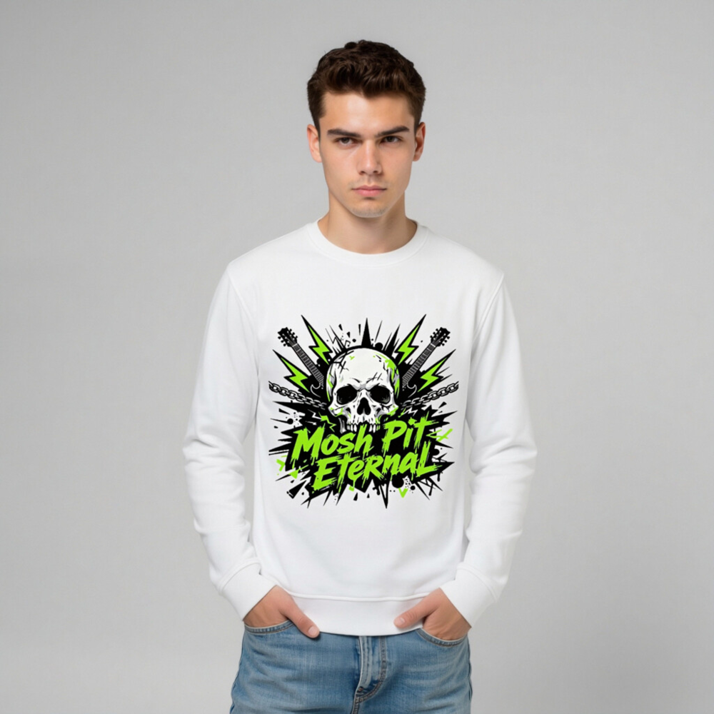 Unisex Organic Sweatshirt | Mosh Pit Eternal Skull Guitar Design - Image 9