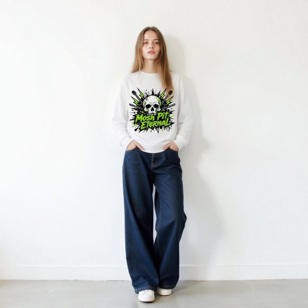 Unisex Organic Sweatshirt | Mosh Pit Eternal Skull Guitar Design - Image 10