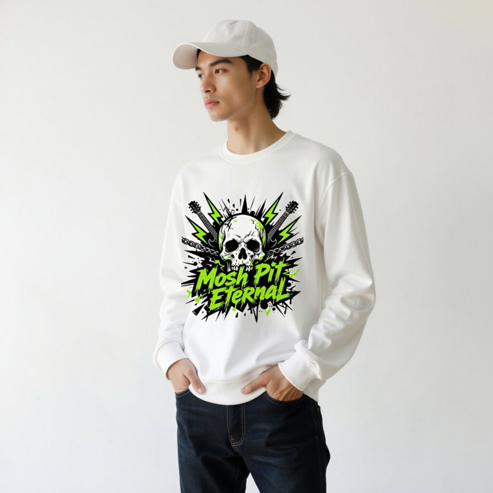 Unisex Organic Sweatshirt | Mosh Pit Eternal Skull Guitar Design - Image 11