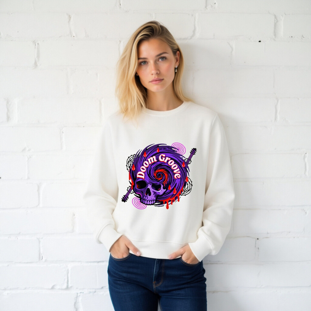 Unisex Organic Sweatshirt | Doom Groove Skull Design - Image 2