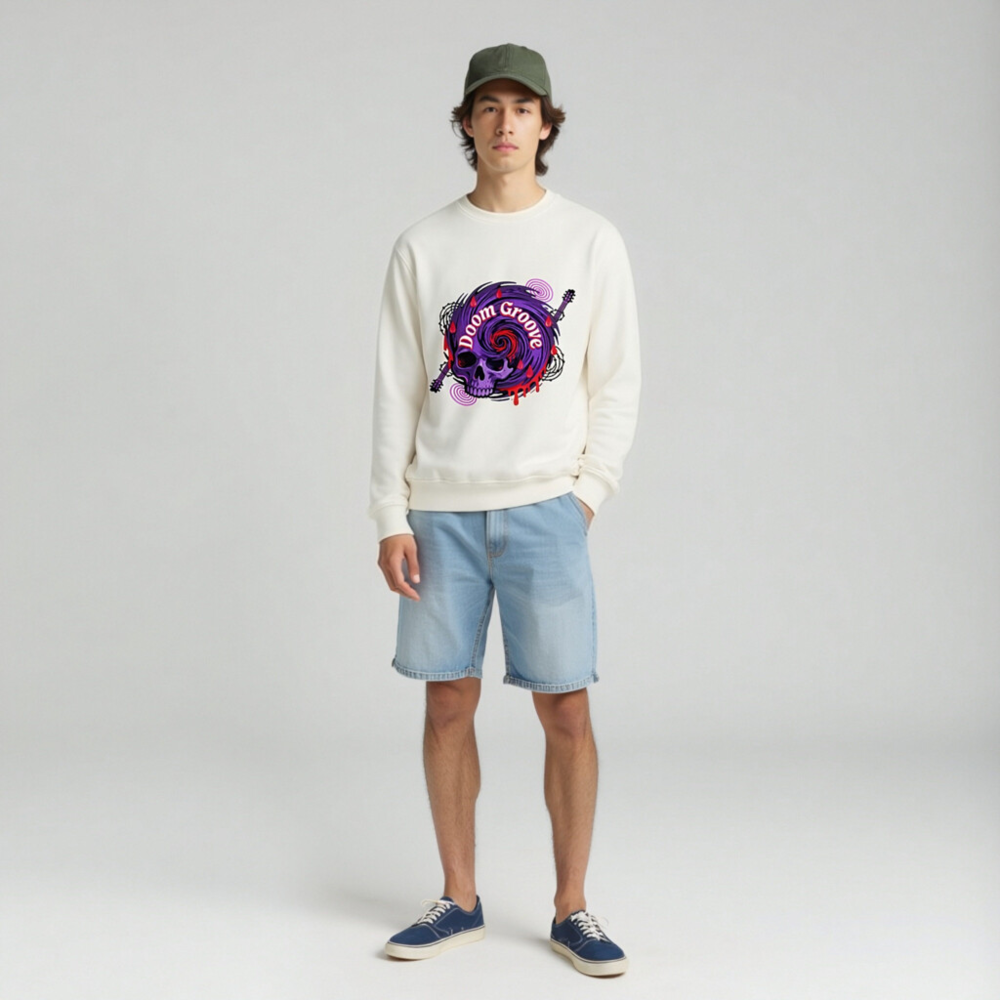 Unisex Organic Sweatshirt | Doom Groove Skull Design - Image 3