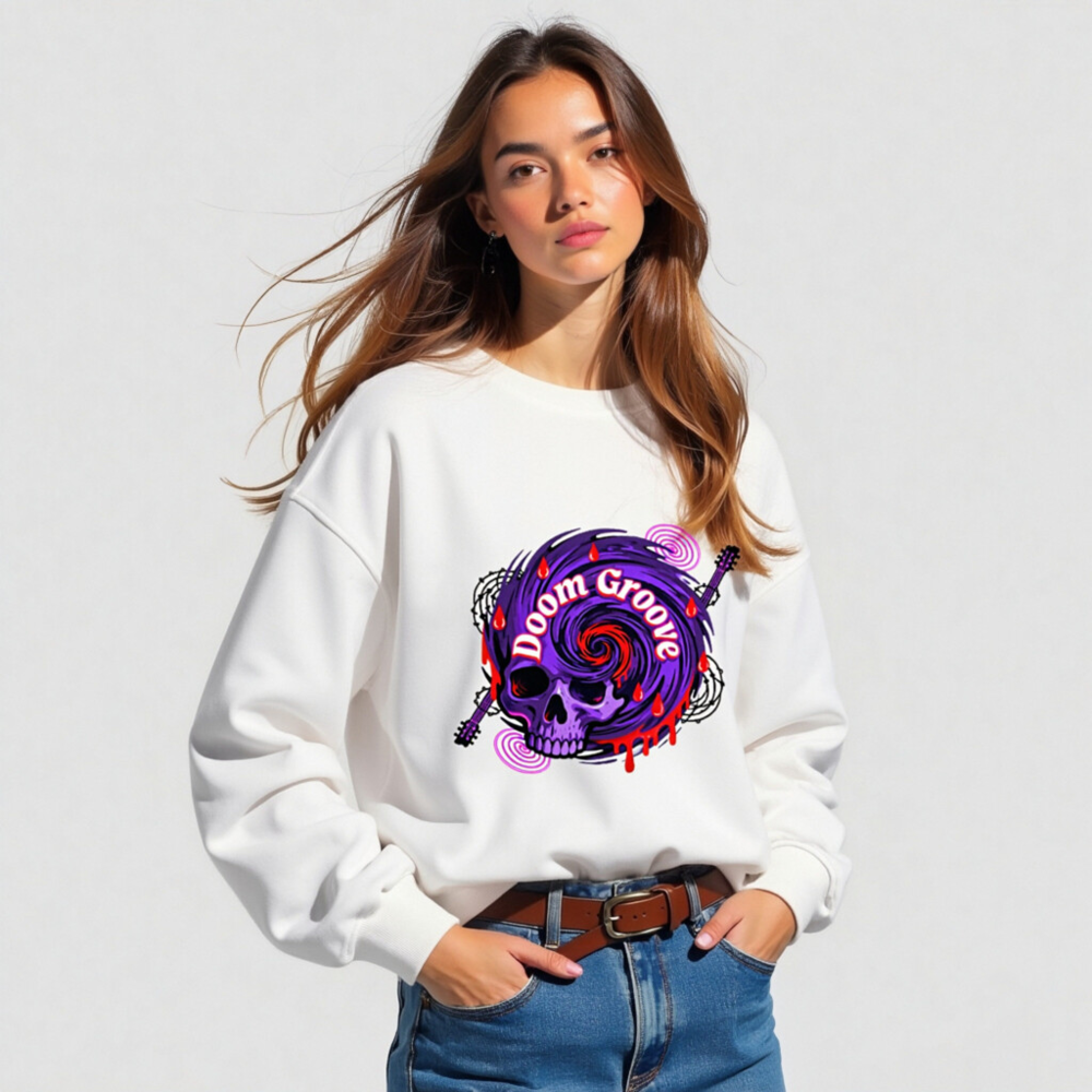 Unisex Organic Sweatshirt | Doom Groove Skull Design - Image 5