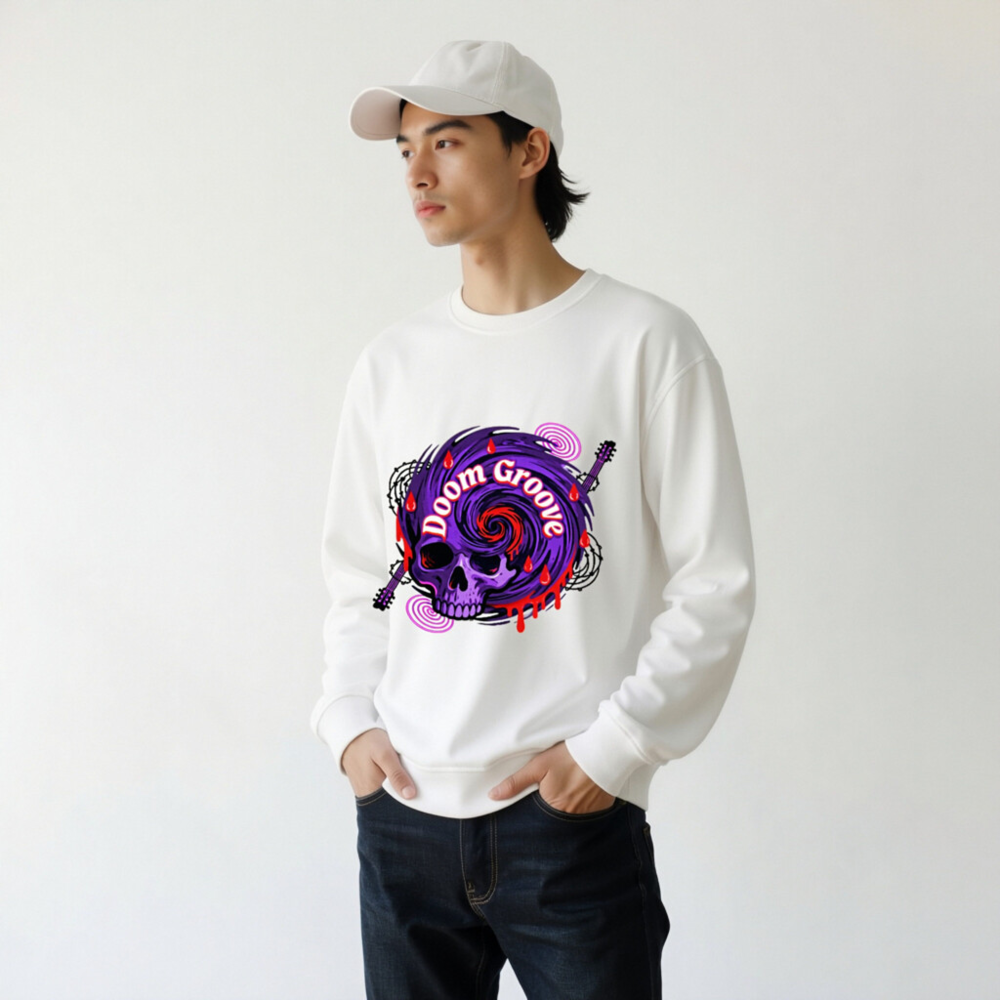 Unisex Organic Sweatshirt | Doom Groove Skull Design - Image 11