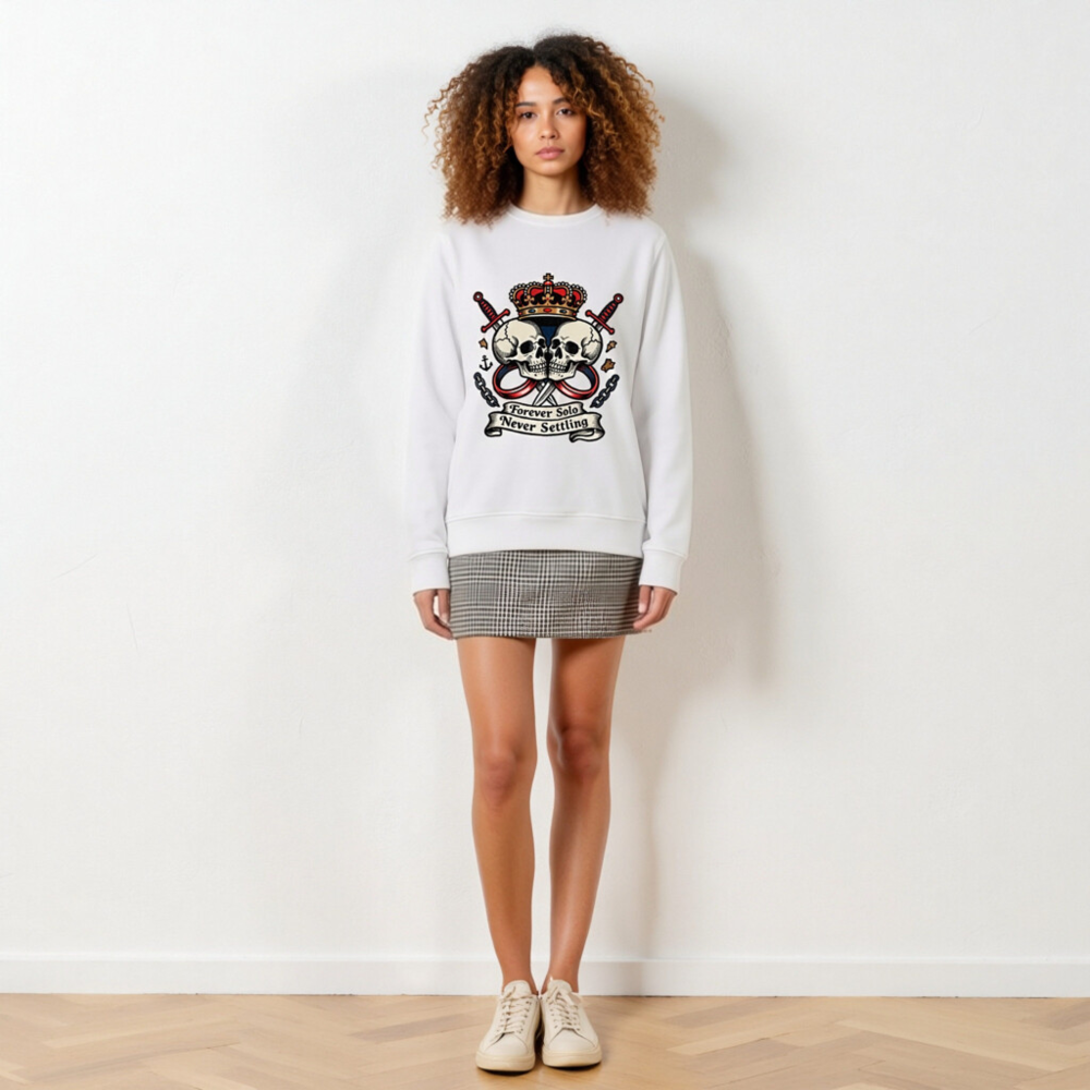 Unisex Organic Sweatshirt | Forever Solo Never Settling Skull & Crown Design - Image 6